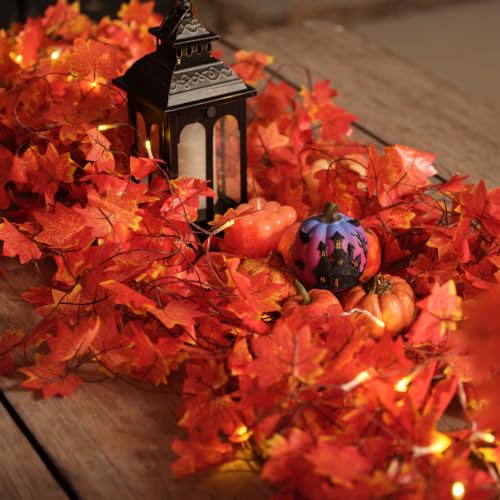 12 Pack Artificial Fall Maple Leaf Garland - 7ft Hanging Autumn Vines