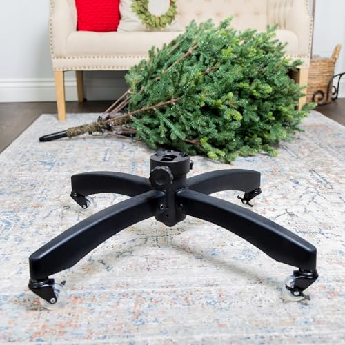 Universal Rolling Christmas Tree Stand with Locking Casters for Trees Up to 9ft