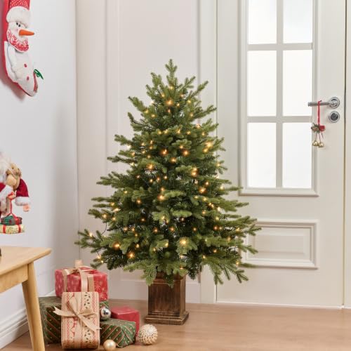 TigeJoy 4FT Warm Beige Pre-Lit Artificial Christmas Trees Set of 2