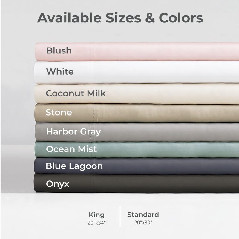 Cariloha Resort 2-Piece Sateen Pillowcase Set | Ocean Mist | Standard | Viscose Material | Breathable and Cooling Pillowcases for Hot Sleepers