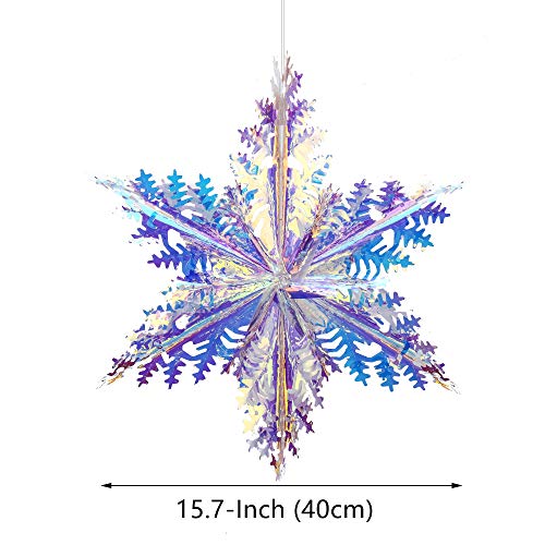 Blukey Iridescent Snowflake Hanging Decorations - 3pcs Christmas & Party Ornaments