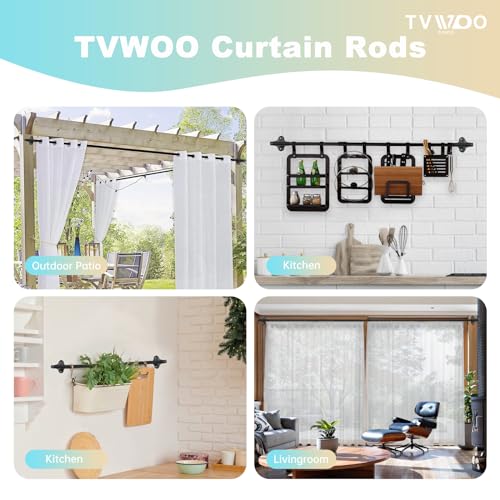 Matte Black Wrap Around Curtain Rod - 28 to 48 Inch Adjustable Blackout Rod