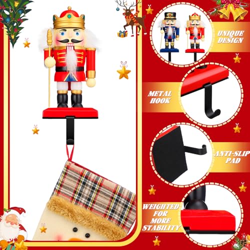 Cinnvoice 2-Pack Nutcracker Stocking Hangers – Wooden Stocking Holder