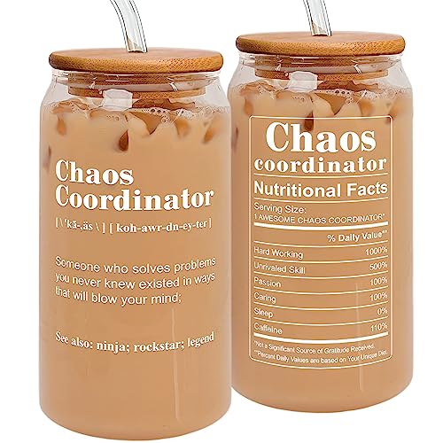 Chaos Coordinator 16oz Can Glass Tumbler - Boss Coworker Appreciation Gift