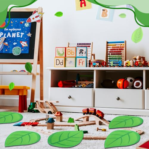 12 Pcs Leaf-Shaped Classroom Rugs for Kids Non-Slip Floor Seating Spots