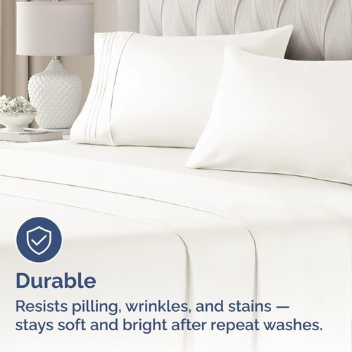King Standard Pillow Cases - Soft Hotel Quality, Fade & Wrinkle Resistant - 2 Piece Set in Antique White