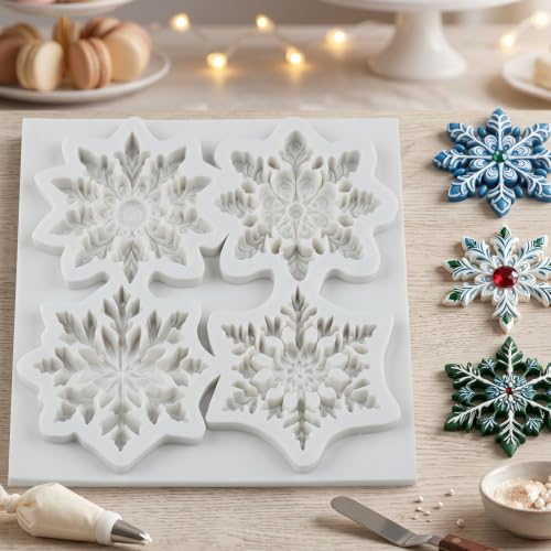 MINFEIDMS Christmas Snowflake Silicone Mold Style I – Winter Fondant & Chocolate Candy Mold