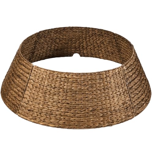 42-Inch Woven Hyacinth Christmas Tree Collar - 4-Piece Rattan Tree Skirt