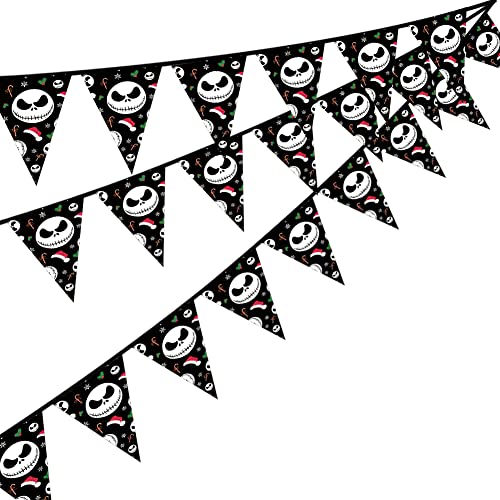 TTBDKKDM Jack Skellington Triangle String Bunting Banner for Christmas & Halloween - J3