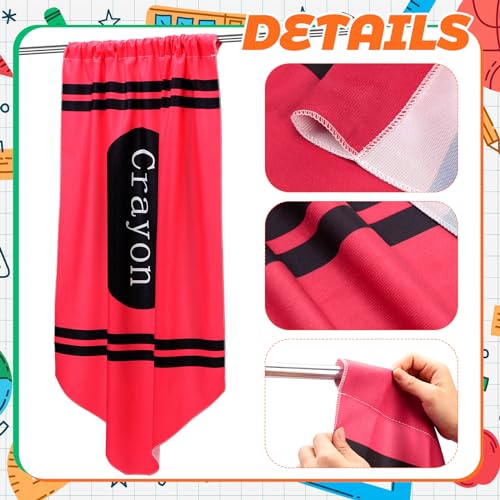 Crayon Print Velvet Curtains for Classroom & Kids Room - 6 Piece Set