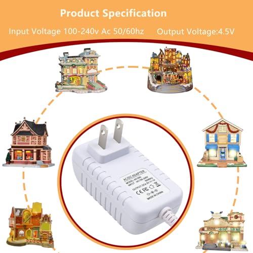 4.5V Adaptor 2-Piece Set for Lemax Village Lights, 3m Cord
