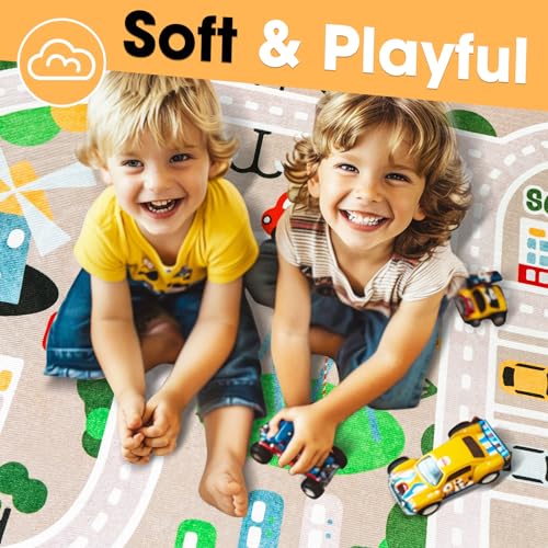 Kids City Road Play Rug - Educational Traffic Map Carpet, 32 x 47 Inch