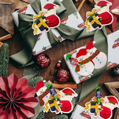 Christmas Lollipop Paper Cards Santa Claus & Snowman Candy Holders, 100 Pcs