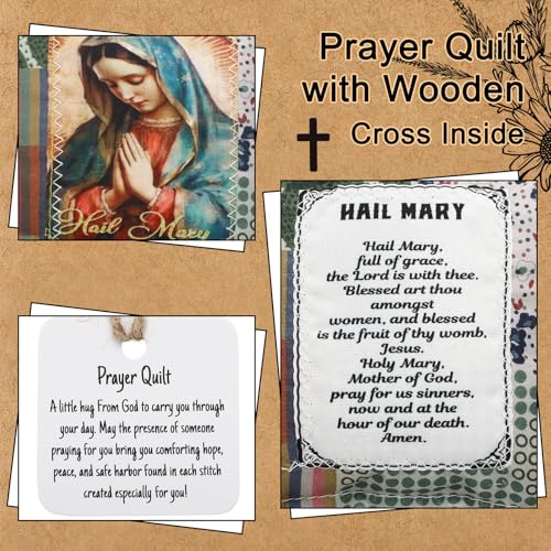 Mini Prayer Quilt with Wooden Cross - Catholic Sympathy Gift
