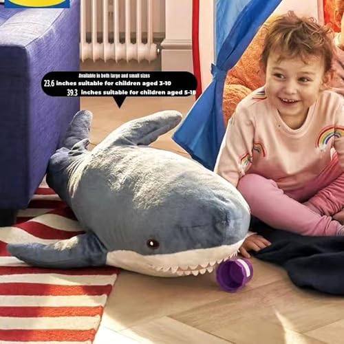 39-Inch Giant Shark Plush Toy, Soft Stuffed Animal Pillow Cushion