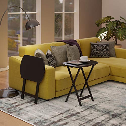 2-Piece Oversized Foldable Snack Table Set - Portable Wood TV Tables