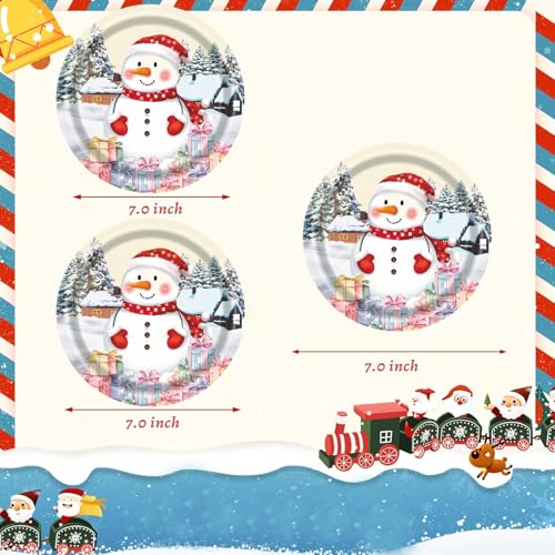 Cangmyxis 40pc Christmas Snowman 7in Disposable Plates – Merry Christmas Edition