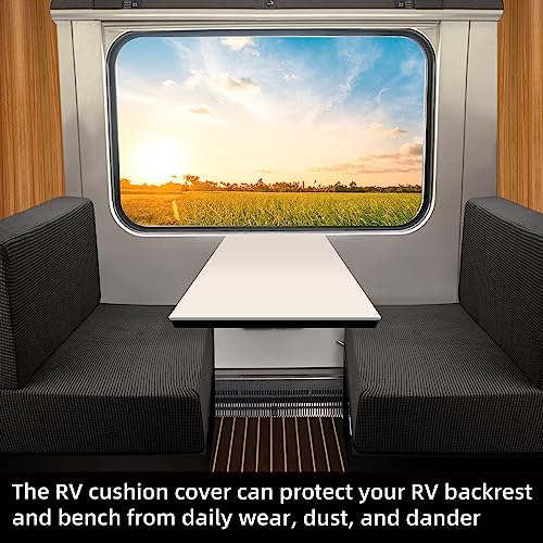 RV Dinette Cushion Covers - Stretchable Sofa Furniture Protector (Black)