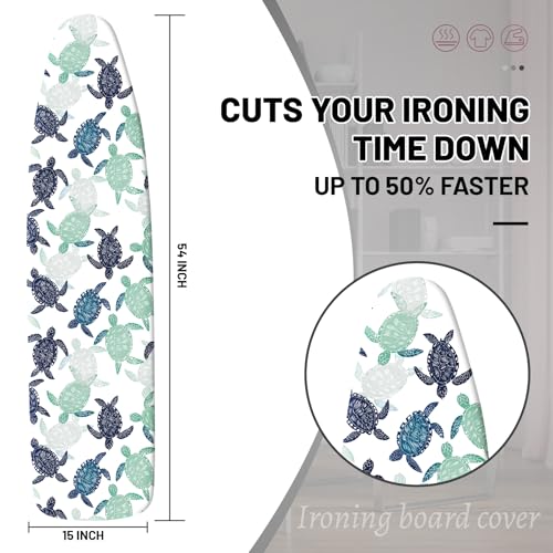 15x54 Inch Ironing Board Cover and Pad, Sea Turtle Beach Coastal Pattern