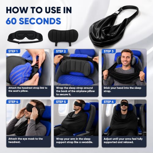 3-in-1 Travel Pillow Set with Eye Mask and Neck Support