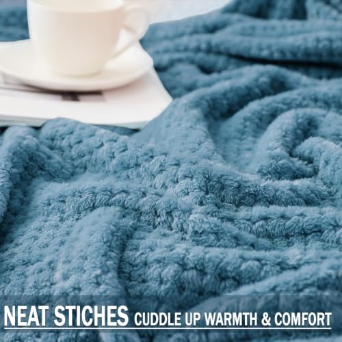 Exclusivo Mezcla Large Waffle Fleece Throw Blanket - Slate Blue (50x70")