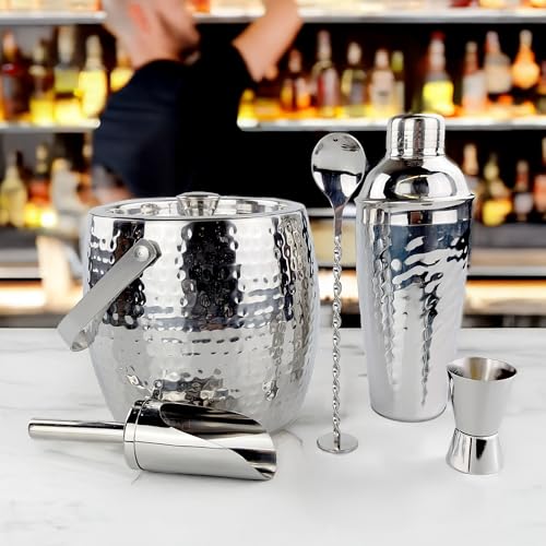 BREKX 5-Piece Insulated Cocktail Bar Set - Ice Bucket, Shaker, Accessories