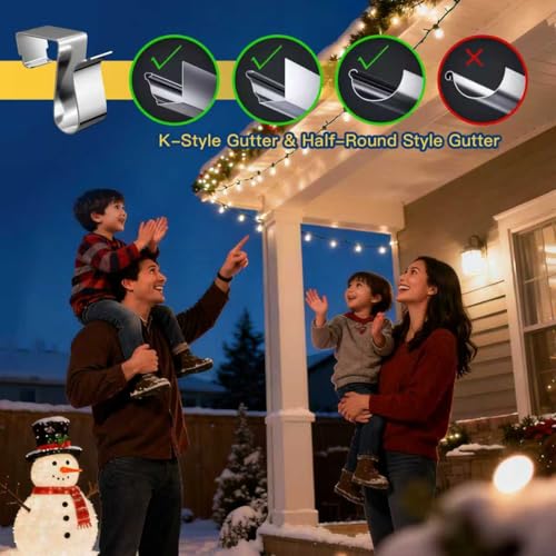 50-Pack Metal Gutter Clips for Outdoor String Lights and Holiday Decor
