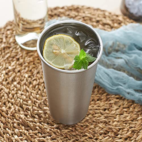 8 Pack 24oz Stainless Steel Pint Cups - Unbreakable Stackable Metal Glasses