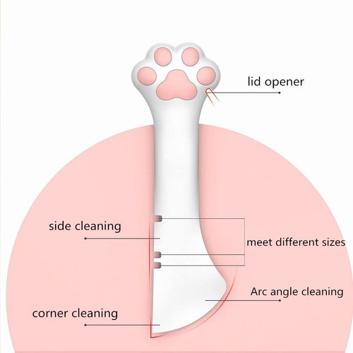 2Pcs Silicone Cat Can Spoon for Wet Food -Long Handle Pet Feeding Spoon with Can Opener Lid - 13cm White