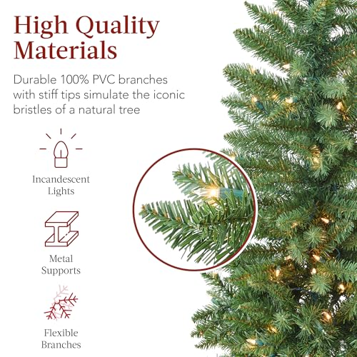 7.5ft Pre-Lit Slim Pencil Artificial Christmas Tree with 350 Lights