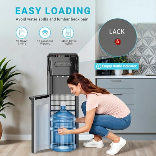 Bottom Loading Water Cooler Dispenser - 3 Temperature Settings, Matte Black
