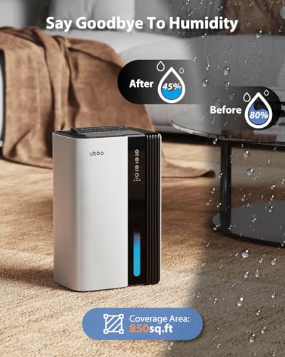 Compact 95oz Dehumidifier with Drain Hose and 7-Color LED Light