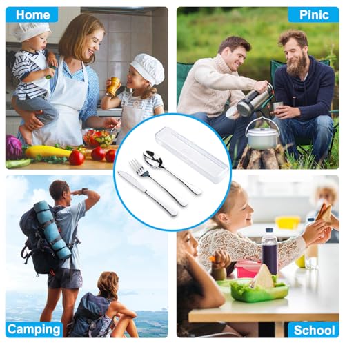 4-Piece Stainless Steel Travel Utensils Set with Carrying Case