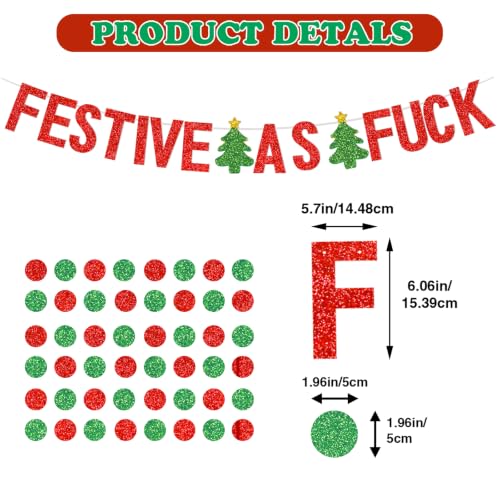Glitter Festive As Fuck Banner Christmas Friendsmas Party Decorations