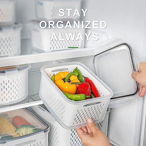 Freshmage Fruit Storage Containers for Fridge with Removable Colander 4 PCS