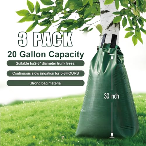 20-Gallon Slow Release Tree Watering Bags, Drip Irrigation System (3 Pack)