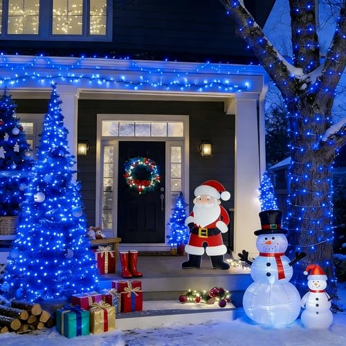 LAMPHOME Blue Christmas String Lights 25FT Waterproof Outdoor Fairy Lights