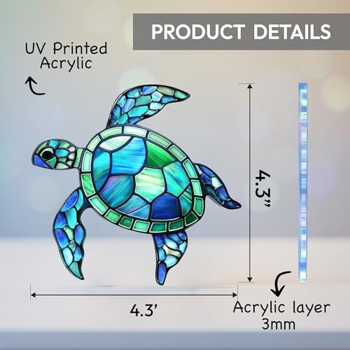Sea Turtle Ornament, Acrylic Faux Stained Glass Coastal Christmas Decor