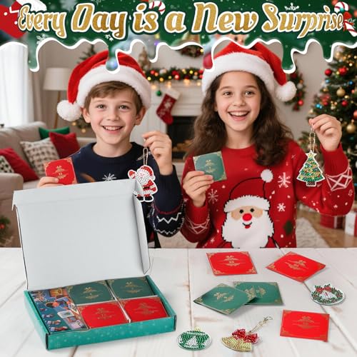 24-Day Diamond Painting Advent Calendar - DIY Gem Keychain Craft Kit