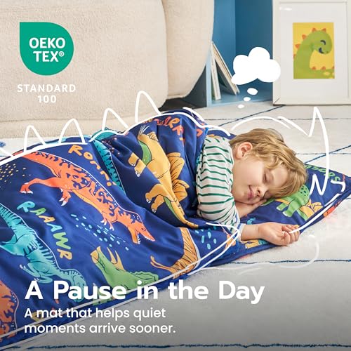 Joiedomi Toddler Nap Mat with Removable Pillow & Minky Blanket (55"x30")