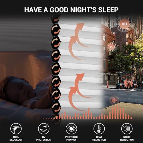 No Drill Cordless Blackout Cellular Shades - Custom Size Honeycomb Blinds
