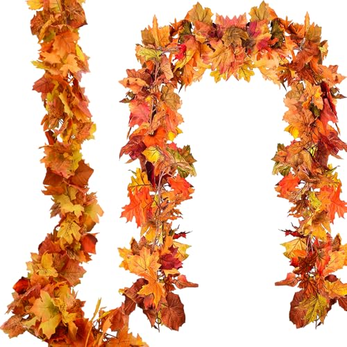 3-Pack Artificial Fall Maple Leaf Garland - 6ft Faux Autumn Hanging Vines