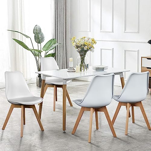 PU Leather Dining Chairs Set of 4 - Mid-Century Modern Side Chairs