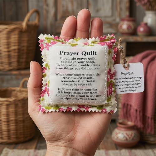 Handmade Pocket Prayer Quilt with Hidden Cross - Mini Spiritual Gift