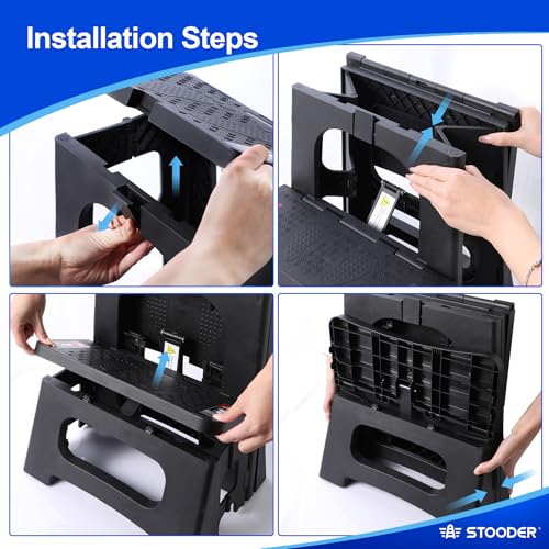 2-Step Folding Step Stool, 300lb Capacity Heavy-Duty Collapsible Stool