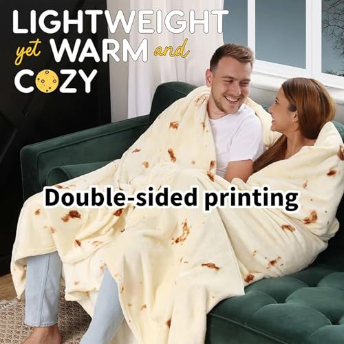 85-Inch Burrito Tortilla Throw Blanket - Realistic Soft Fleece Novelty Gift