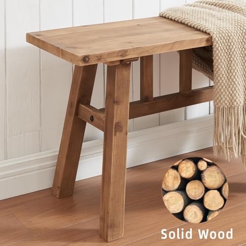 43-Inch Solid Wood Farmhouse Bench, Rustic Entryway or Dining Seat