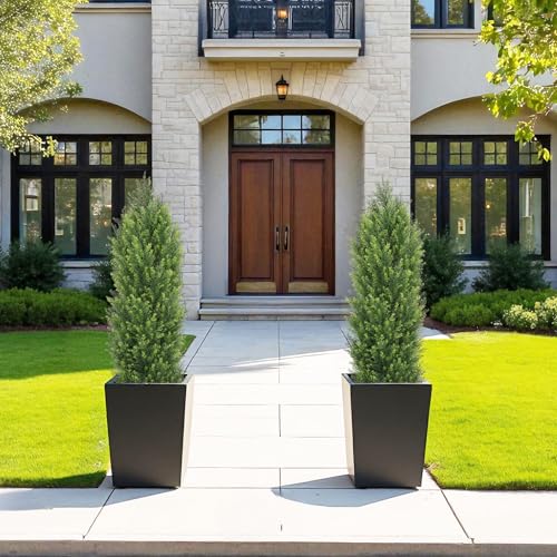 4ft Artificial Cedar Topiary Trees, UV Resistant Faux Cypress Set of 2