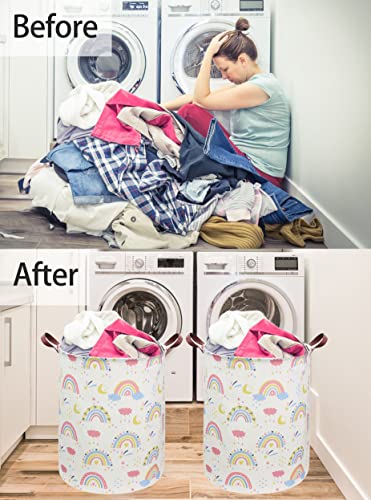 Collapsible Rainbow Laundry Basket - Large Fabric Hamper for Nursery & Toys