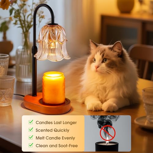 Electric Candle Warmer Lamp with Timer - Amber Tulip Glass Wax Melter